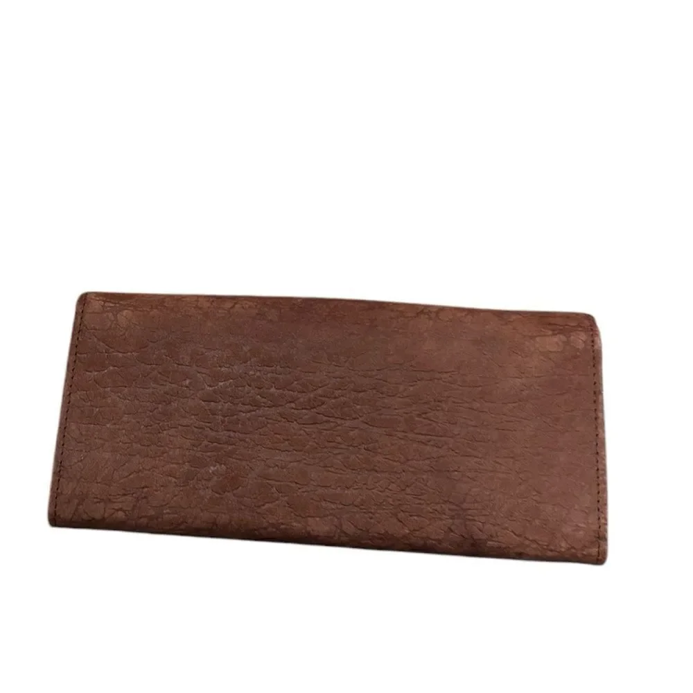 Elephant Genuine Leather Brown Long Wallet